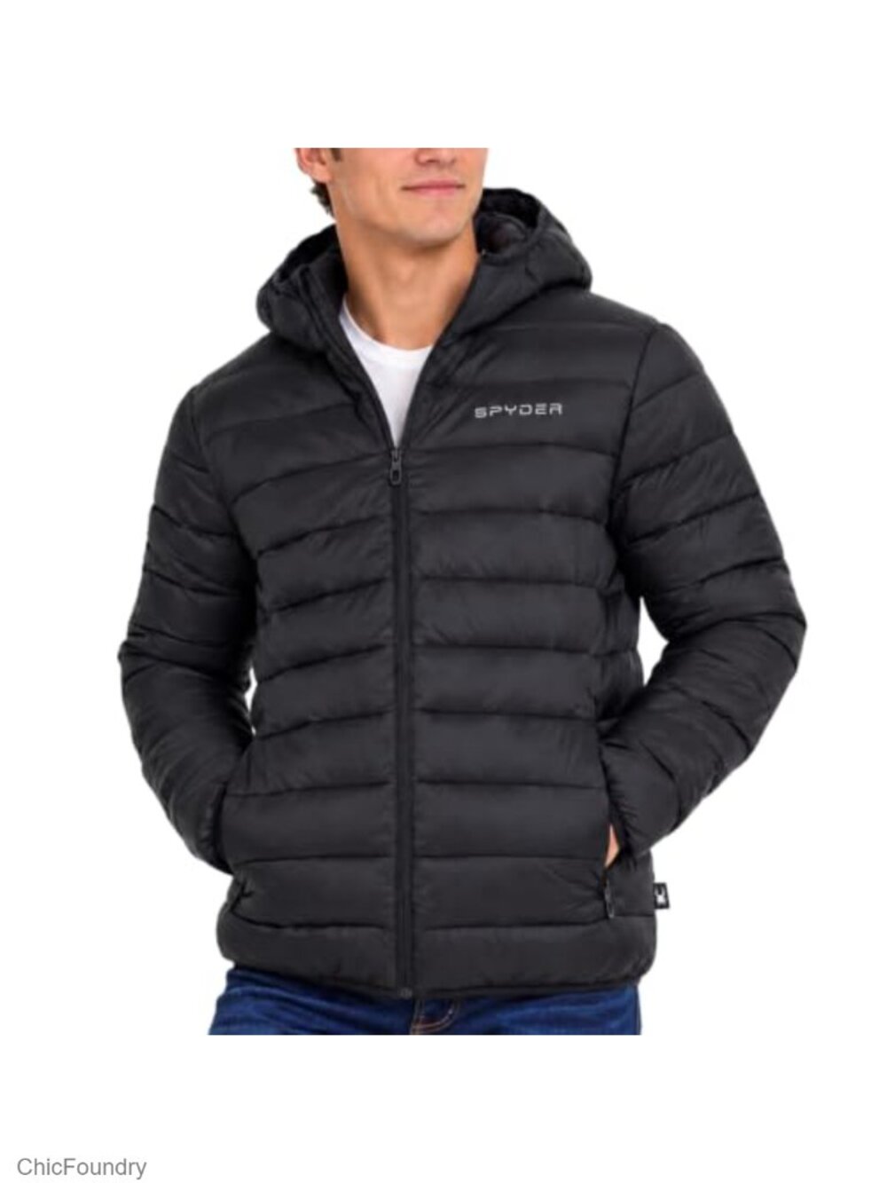 Spyder Men Packable Lightweight Quilted Hooded Puffer Jacket